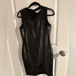 Calvin Klein Shift Dress- black sequins